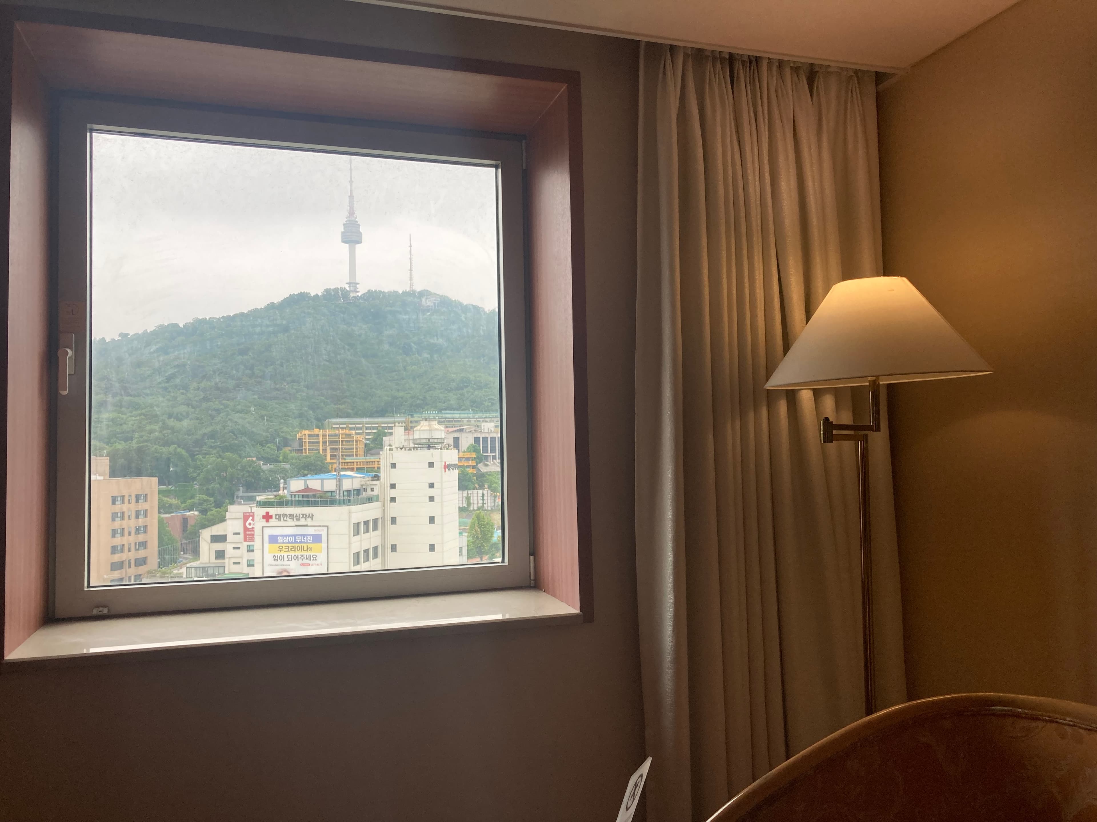 View of Namsan Tower over Seoul from Sun Lee's window