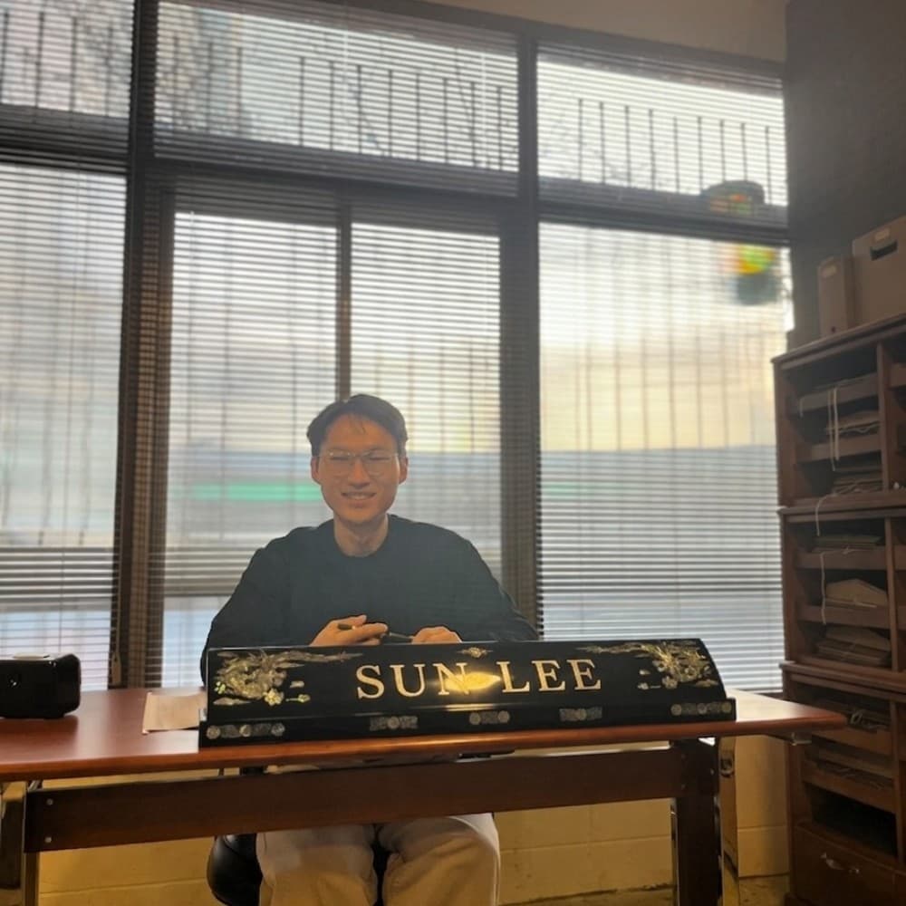 Sun Lee at her reading table in Seoul